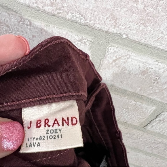 J Brand Zoey Triple Zip Skinny Jeans in Lava Burgundy Size 25 - Picture 10 of 12